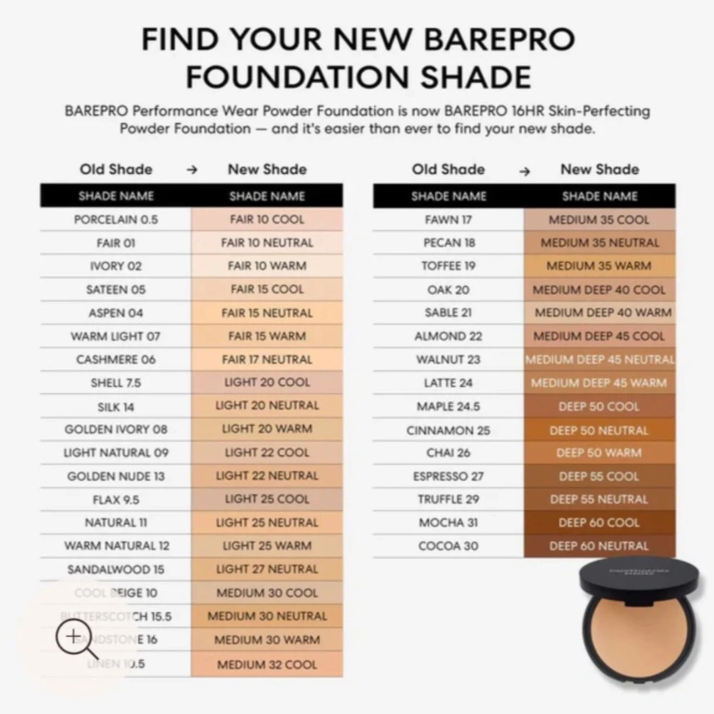 Bareminerals 16 Hour Skin Perfecting Powder Foundation Fair Warm
